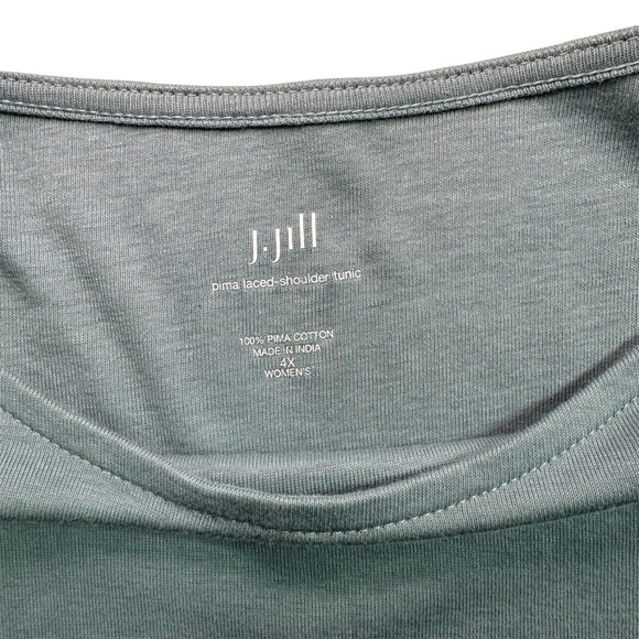 J. Jill Pima Laced Shoulder Tunic 4X Soft Blue Long Sleeve Top Office Wear - Picture 2 of 9